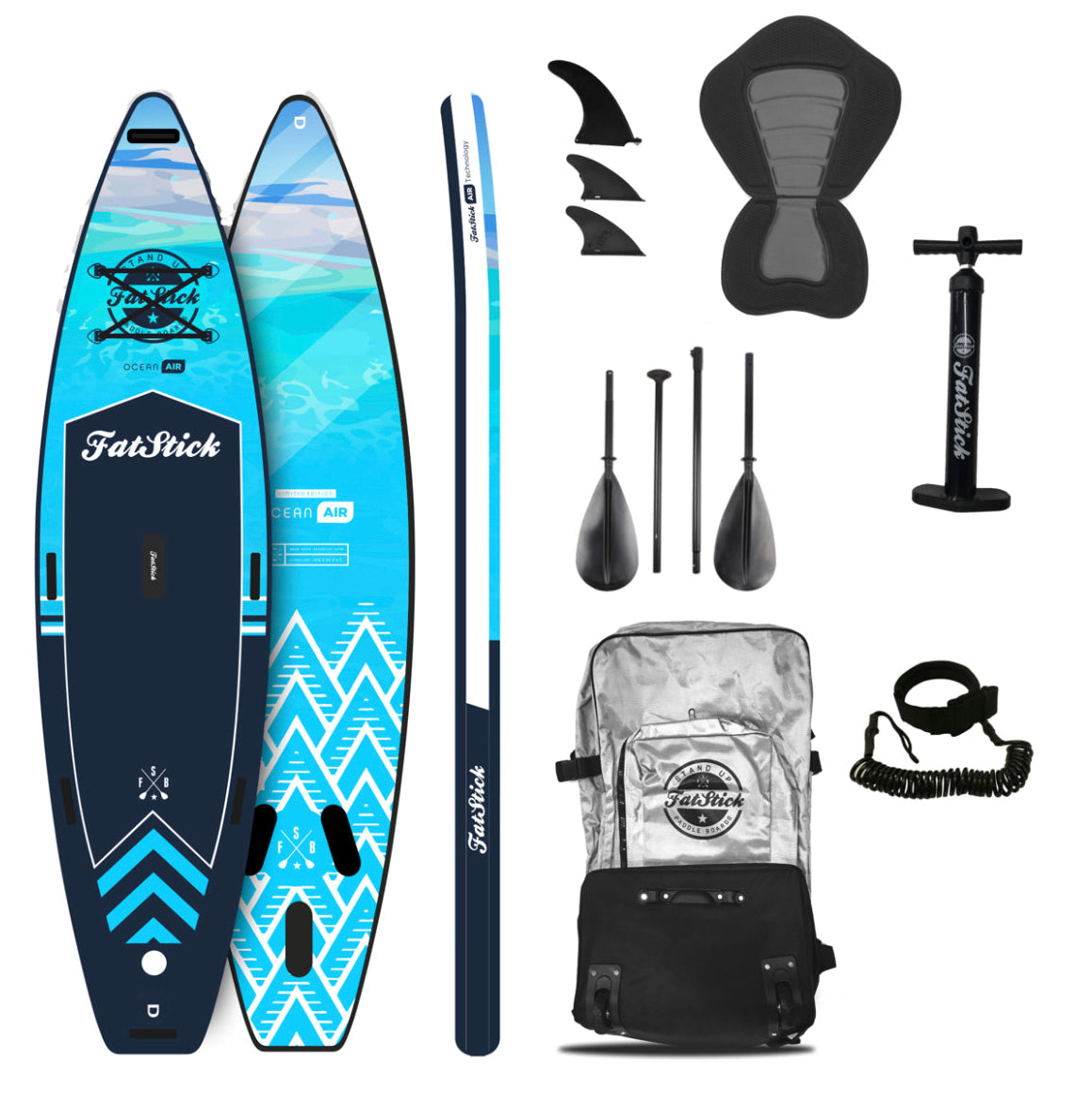 FatStick 12'6 Inflatable Touring Paddle Board SUP Package