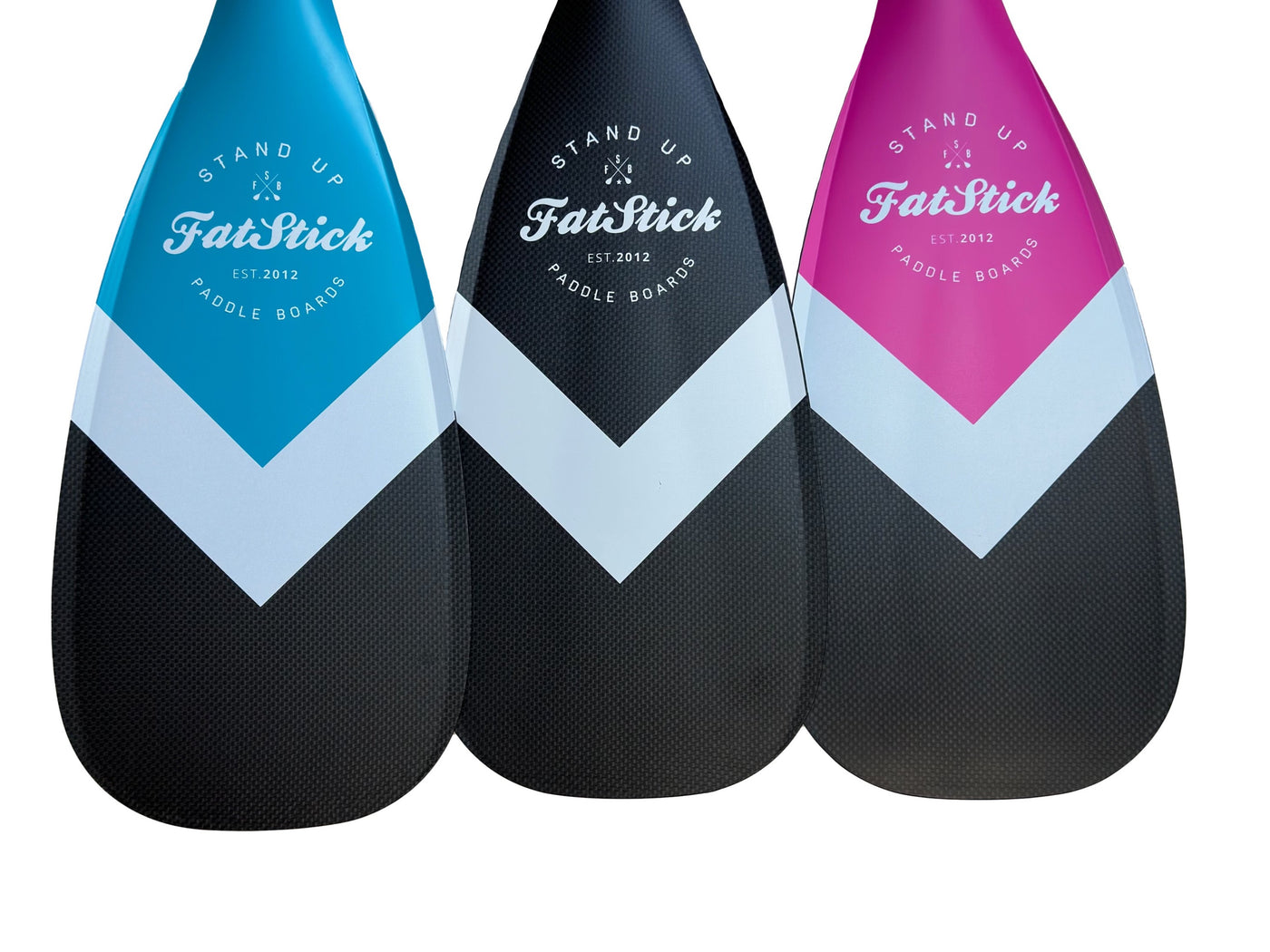 3 Piece Full Carbon SUP Paddle Board Paddle - Blue/Pink/Black