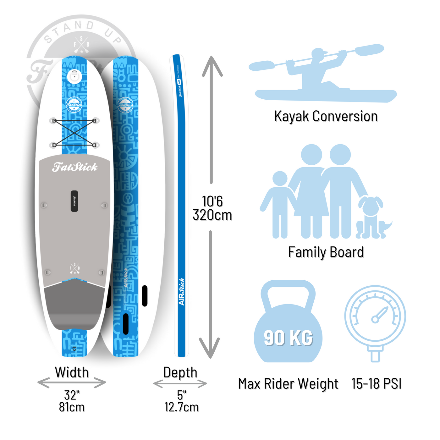 AirStick 10'6 Inflatable Stand Up Paddle Board - Full Starter Package
