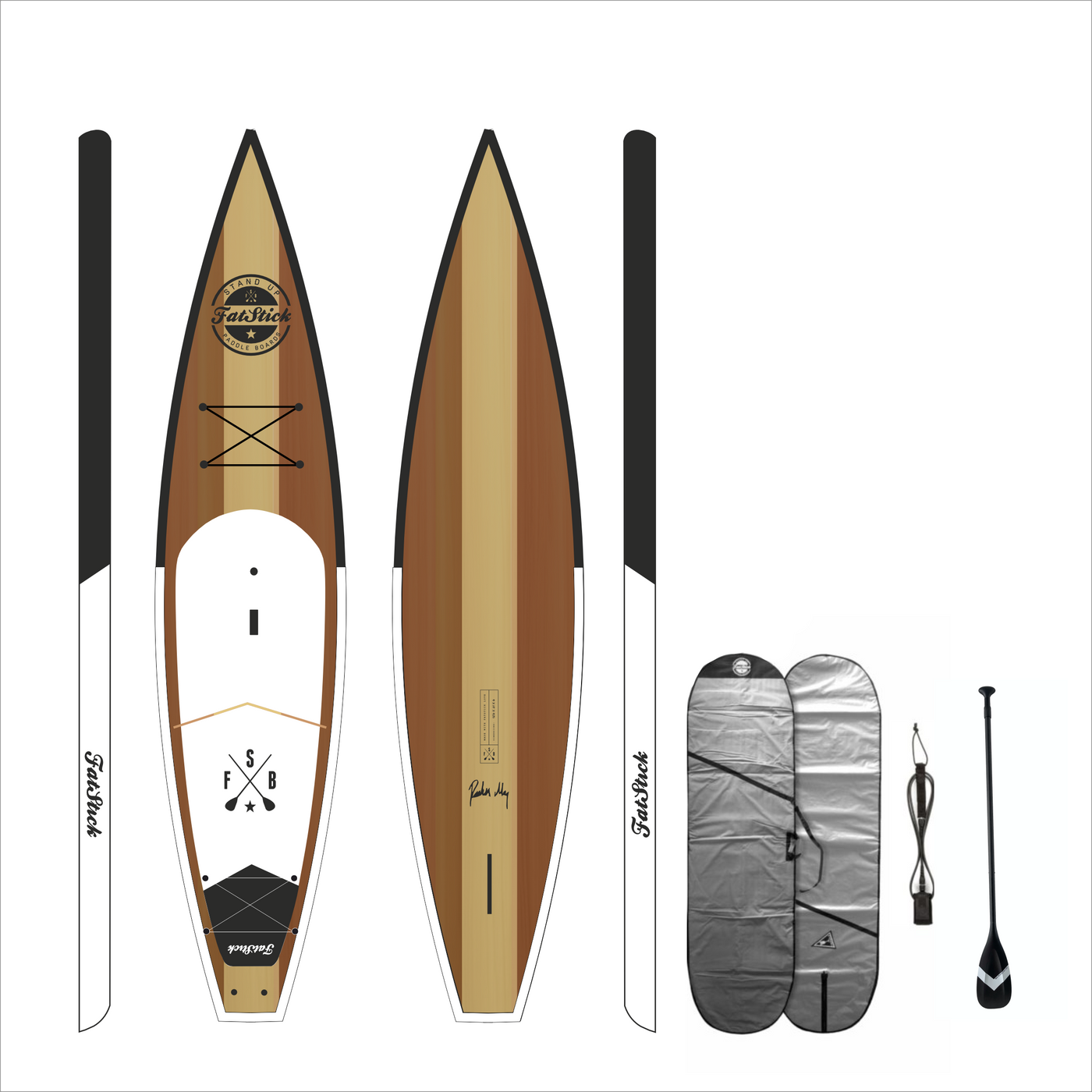Open Ocean Bamboo Hard SUP Tourer Paddle Board 12'6ft Package Open Ocean Bamboo Hard SUP Tourer Paddle Board 12'6ft Package